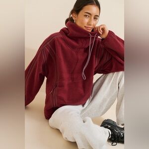 New FP Movement Free People Mahogany Limitless Fleece Icon Logo Jacket sz S